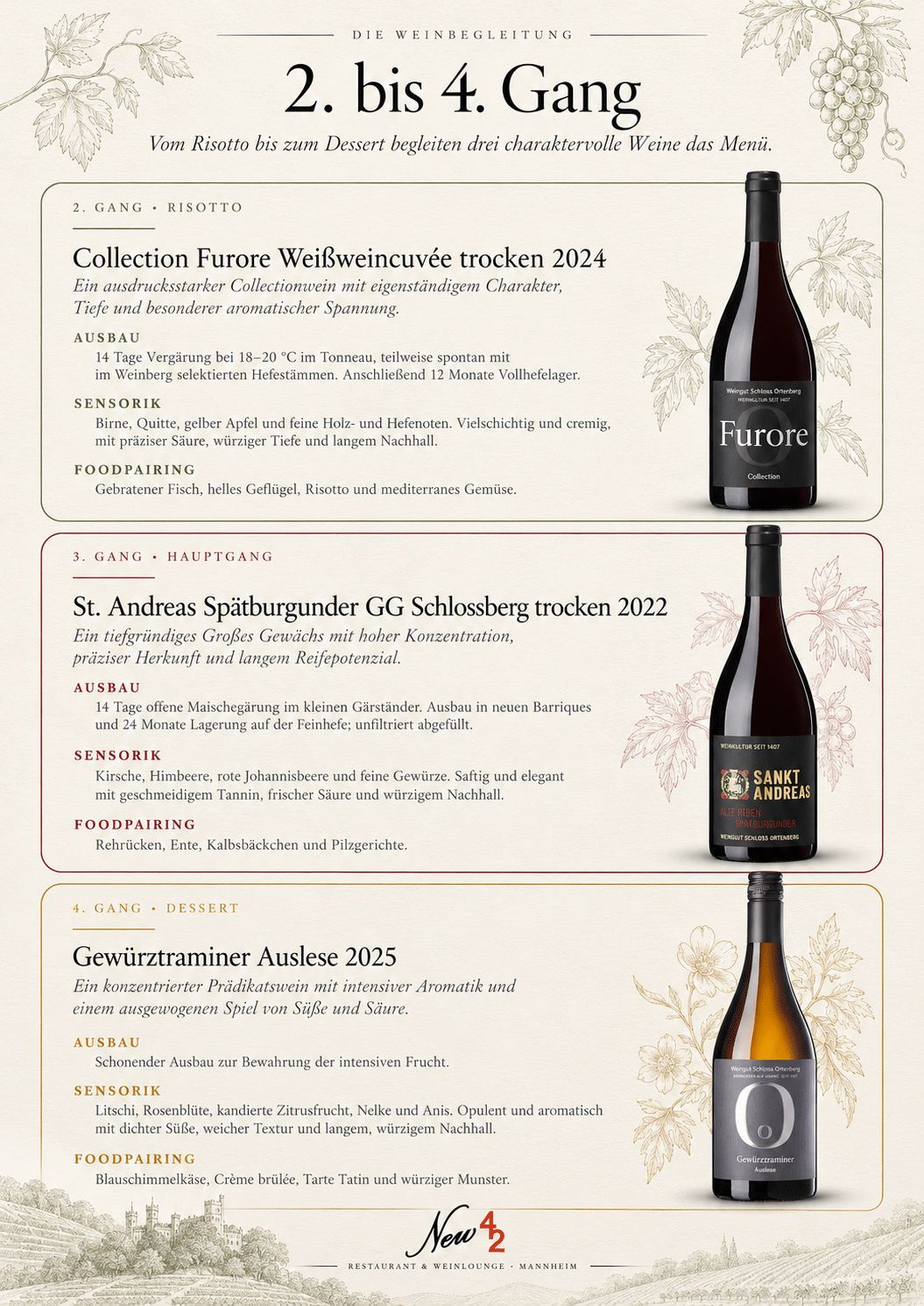 Elegante Weinbegleitung_ 2. bis 4. Gang